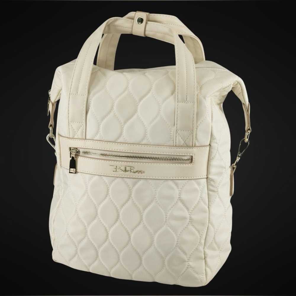 Bella Russo Chic Cream Quilted Tote, backpack, Shoulder Bag